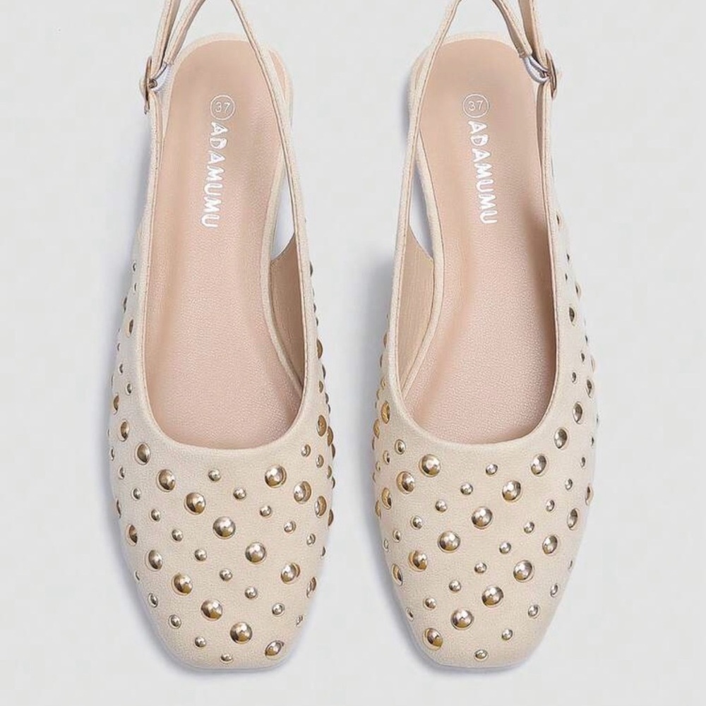 Cream Studded Women's Shoes